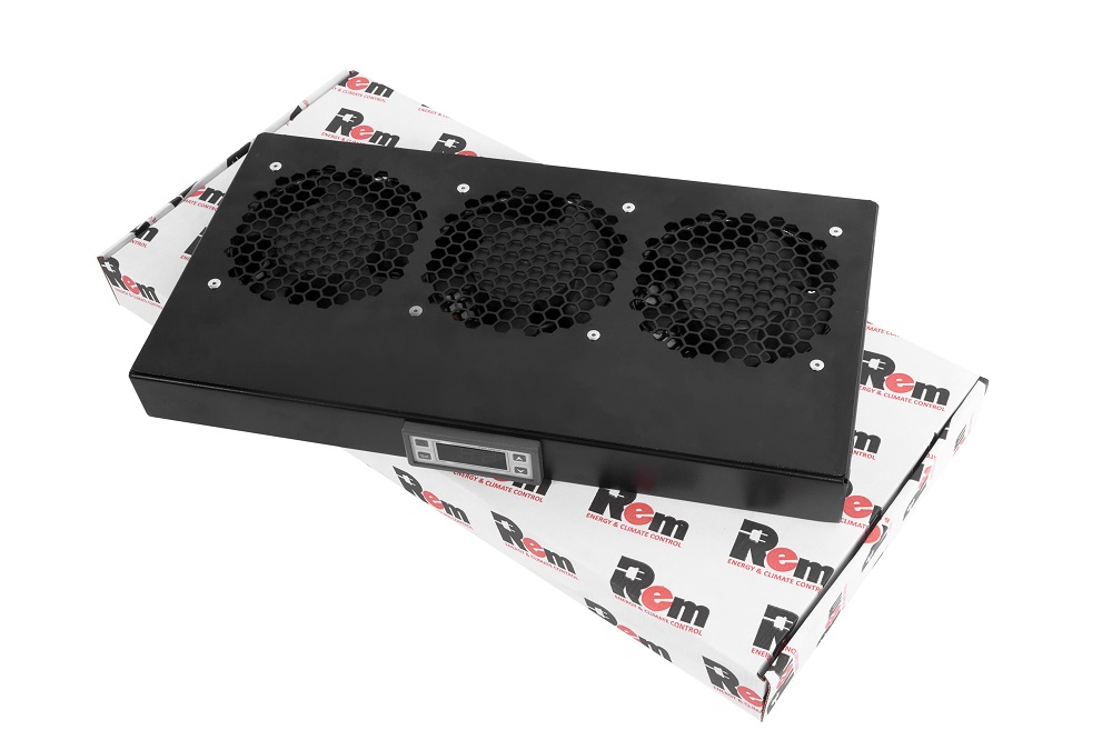 Rem R-FAN-3K-1U-9005 Модуль вентиляторный 19" 1U, 3 вентилятора, регул. глубина 200-310мм с контроллером, черный