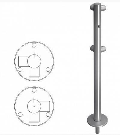 OXGARD Стойка ограждения L-образная съемная с отверстием под фиксатор, 2 муфты справа (ВЗР1996Р.21-05)