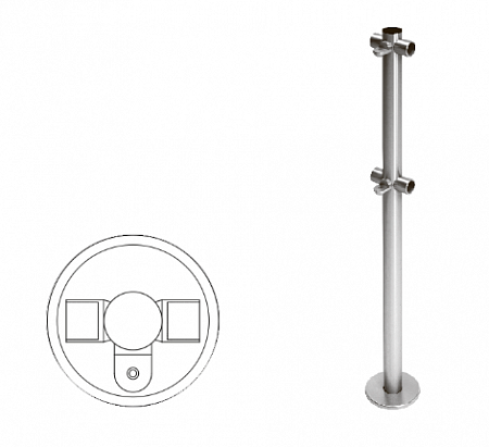 Стойка ограждения съемная T-образная с 2-мя полупетлямии под поворотную створку или секцию по 2 муфты слева и справа