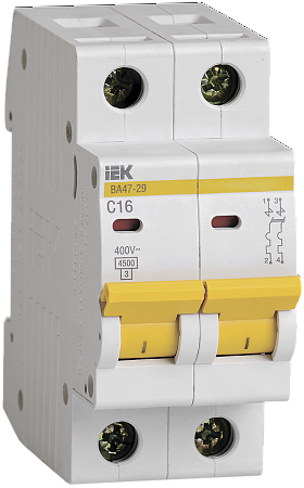 Выключатель автоматический 2P 16А С ВА47-29 4.5кА (MVA20-2-016-C) IEK